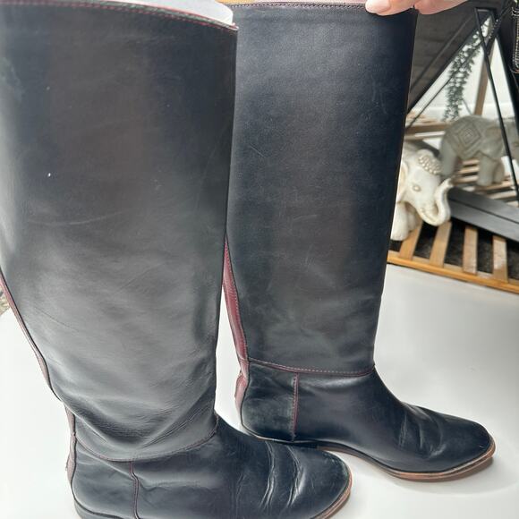 Zara Black Leather Knee High Riding Boots - Picture 4 of 6